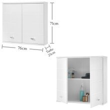 Hängeschrank >Peter< in Weiß Hochglanz aus MDF - 76x71x23cm (BxHxT)