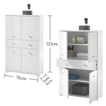 Badkommode >Peter< in Weiß Hochglanz aus MDF - 76x123x31cm (BxHxT)