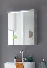 Badezimmerspiegelschrank >Peter< in Weiß Hochglanz aus MDF - 60x68x20cm (BxHxT)
