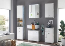 Badezimmerspiegelschrank >Peter< in Weiß Hochglanz aus MDF - 60x68x20cm (BxHxT)