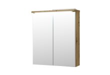 Badezimmerspiegelschrank >Peter< in Weiß Hochglanz aus MDF - 60x68x20cm (BxHxT)