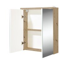 Badezimmerspiegelschrank >Peter< in Weiß Hochglanz aus MDF - 60x68x20cm (BxHxT)