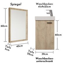 Badezimmer-Set >Amy< in Elegance Endgrain Oak - 41x165x23 (BxHxT)