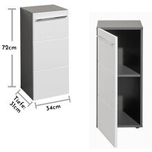 Badkommode >Gloss< in Weiß-Anthrazit - 34x72x31 (BxHxT)