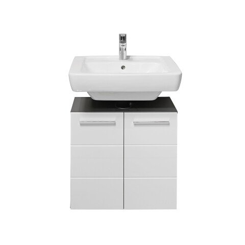 Waschbeckenunterschrank >Gloss< in Weiß-Anthrazit - 60x62x31 (BxHxT)