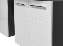 Waschbeckenunterschrank >Gloss< in Weiß-Anthrazit - 60x62x31 (BxHxT)