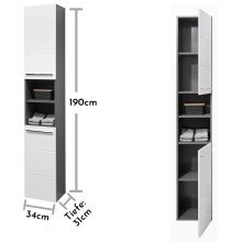 Hochschrank >Gloss< in Weiß-Anthrazit - 34x190x31 (BxHxT)
