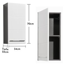 Hängeschrank >Gloss< in Weiß-Anthrazit - 34x70x23 (BxHxT)