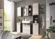 Badezimmer-Set >Gloss< in Weiß-Anthrazit -...