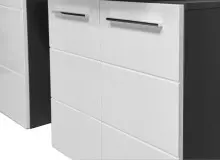 Badezimmer-Set >Gloss< in Weiß-Anthrazit -...