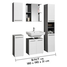 Badezimmer-Set >Gloss< in Weiß-Anthrazit - 180x190x31 (BxHxT)