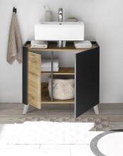 Waschbeckenunterschrank >Line< in Anthrazit-Eiche Artisan Nachbildung