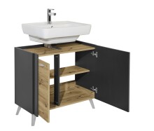 Waschbeckenunterschrank >Line< in Anthrazit-Eiche Artisan Nachbildung