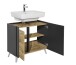 Waschbeckenunterschrank >Line< in Anthrazit-Eiche Artisan Nachbildung