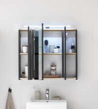 Badezimmerspiegelschrank >Line< in Anthrazit-Eiche Artisan Nachbildung