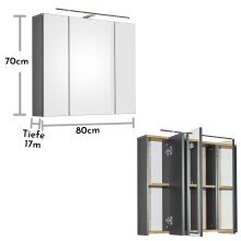 Badezimmerspiegelschrank >Line< in Anthrazit-Eiche Artisan Nachbildung