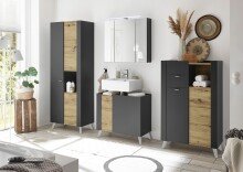 Badezimmerspiegelschrank >Line< in Anthrazit-Eiche Artisan Nachbildung