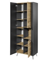 Hochschrank >Line< in Anthrazit-Eiche Artisan Nachbildung - 76x191x31 (BxHxT)