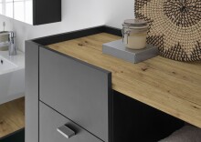 Hochschrank >Line< in Anthrazit-Eiche Artisan Nachbildung - 76x191x31 (BxHxT)