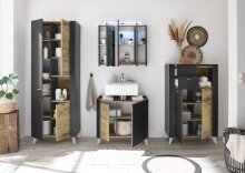 Hochschrank >Line< in Anthrazit-Eiche Artisan Nachbildung - 76x191x31 (BxHxT)