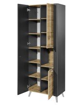 Hochschrank >Line< in Anthrazit-Eiche Artisan Nachbildung - 76x191x31 (BxHxT)