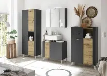 Badmöbel-Set >Line< in Anthrazit-Eiche Artisan Nachbildung - 190x190x40 (BxHxT)