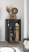 Badkommode >Line< in Anthrazit-Eiche Artisan Nachbildung - 78x126x40 (BxHxT)