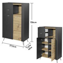 Badkommode >Line< in Anthrazit-Eiche Artisan Nachbildung - 78x126x40 (BxHxT)