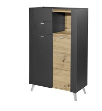 Badkommode >Line< in Anthrazit-Eiche Artisan Nachbildung - 78x126x40 (BxHxT)