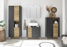 Badkommode >Line< in Anthrazit-Eiche Artisan Nachbildung - 78x126x40 (BxHxT)