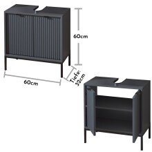 Waschbeckenunterschrank >Lucera< in Grau - 60x60x32 (BxHxT)
