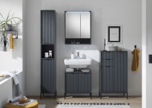 Badkommode >Lucera< in Grau aus Grau matt MDF Tiefzieh - 60x106x32cm (BxHxT)