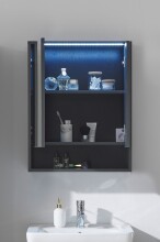 Badezimmerspiegelschrank >Lucera< in Grau aus Glas...