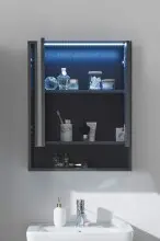 Badezimmerspiegelschrank >Lucera< in Grau aus Glas...
