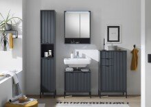 Badezimmerspiegelschrank >Lucera< in Grau aus Glas - 60x75x20cm (BxHxT)