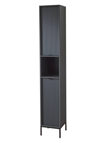 Hochschrank >Lucera< in Grau aus Grau matt MDF Tiefzieh - 32x192x32cm (BxHxT)