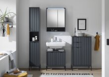 Hochschrank >Lucera< in Grau aus Grau matt MDF Tiefzieh - 32x192x32cm (BxHxT)