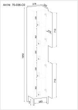 Hochschrank >Lucera< in Grau aus Grau matt MDF Tiefzieh - 32x192x32cm (BxHxT)