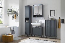 Hochschrank >Lucera< in Grau aus Grau matt MDF Tiefzieh - 32x192x32cm (BxHxT)