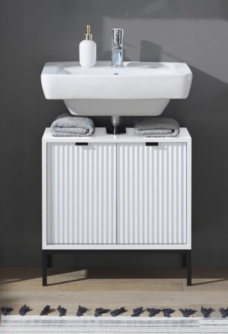 Waschbeckenunterschrank >Lucera< in Weiß aus Weiß-MDF - 60x60x32cm (BxHxT)