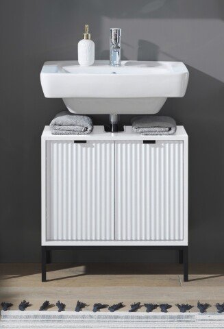 Waschbeckenunterschrank >Lucera< in Weiß aus Weiß-MDF - 60x60x32cm (BxHxT)