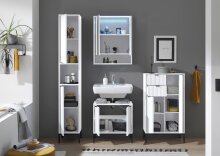 Badkommode >Lucera< in Weiß aus Weiß-MDF - 60x106x32cm (BxHxT)