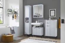 Badkommode >Lucera< in Weiß aus Weiß-MDF - 60x106x32cm (BxHxT)
