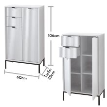 Badkommode >Lucera< in Weiß aus Weiß-MDF - 60x106x32cm (BxHxT)