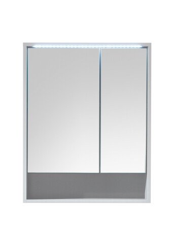Badezimmerspiegelschrank >Lucera< in Weiß aus Glas - 60x75x20cm (BxHxT)