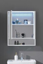 Badezimmerspiegelschrank >Lucera< in Weiß aus Glas - 60x75x20cm (BxHxT)