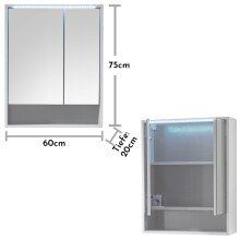 Badezimmerspiegelschrank >Lucera< in Weiß aus Glas - 60x75x20cm (BxHxT)