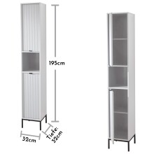 Hochschrank >Lucera< in Weiß aus Weiß-MDF - 32x192x32cm (BxHxT)