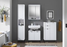 Hochschrank >Lucera< in Weiß aus Weiß-MDF - 32x192x32cm (BxHxT)
