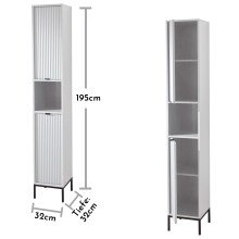 Hochschrank >Lucera< in Weiß aus Weiß-MDF - 32x192x32cm (BxHxT)